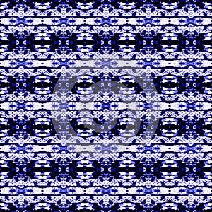 Indigo seamless ethnic tiles. Blue ikat spanish tile pattern Italian majolica Mexican puebla talavera Decorative monochrome tile