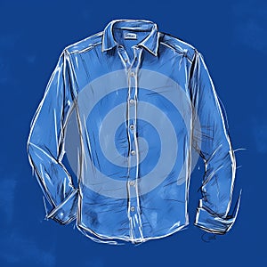 Indigo Shirt Sketch On Bluish Background - Realistic And Warmcore