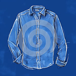 Indigo Shirt Sketch On Bluish Background - Realistic And Warmcore photo