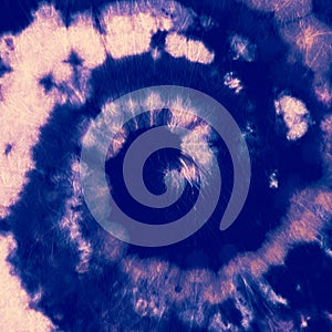 Indigo Tie Dye. Color Old Texture. Hippie Spiral