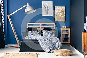 Indigo tones in classy bedroom photo