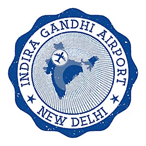 Indira Gandhi Airport New Delhi stamp. photo