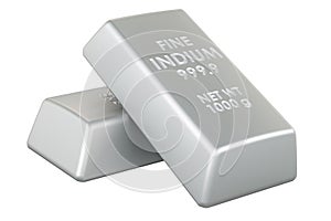 Indium bars, indium ingots. 3D rendering
