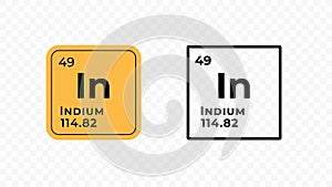 Indium, chemical element of the periodic table vector