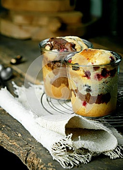 Individual cake desserts in glasses