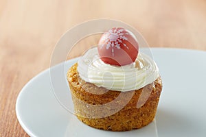 Individual carrot cake on a dish