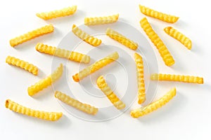 Individual French chips on flat view photo