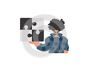 The individual is holding a stagger. Collect work subject. Pulled back. Trendy style, Vector Illustration