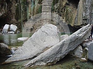Individual metamorphic rocks in karst valleys photo