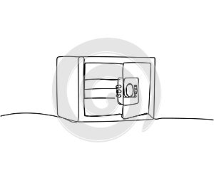 Individual, personal safe, Small Safe for Home, protection, security one line art. Continuous line drawing of bank