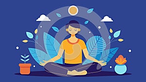 An individual practicing mindfulness and meditation training their mind to focus and resist distractions.. Vector photo