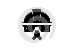 Individual protection means . Helmet, helmet, goggles. worker security icon. A simple psihselnaya illustration for the Internet de