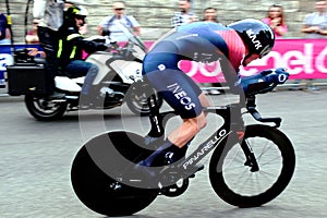 Individual speed tiral at the Giro d`Italia 105 bicycle race in Budapest, Hungary