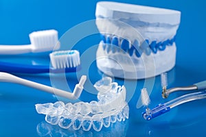 Individual tooth tray for whitening and toothbrushes