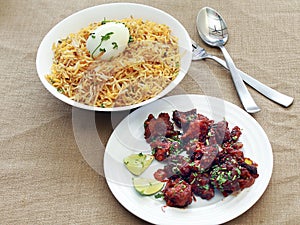 Indo Chinese gobi 65, egg biryani Hyderabadi cuisine