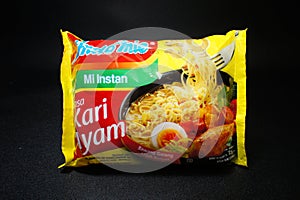 Indomie, fried instant noodles, boiled, spicy, Indonesia's favorite food, ready to eat.