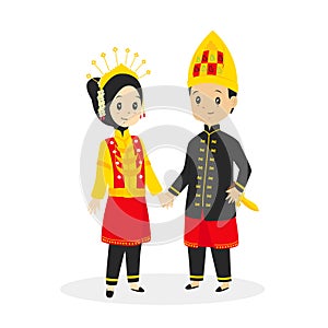 Indonesia - Aceh Traditional Wedding Dress Vector Illustration photo