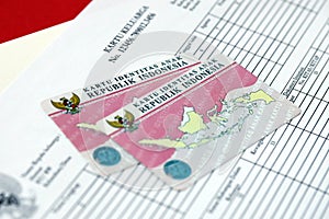 Indonesia child identity card Kartu Identitas Anak or KIA card. ID document for indonesian children photo