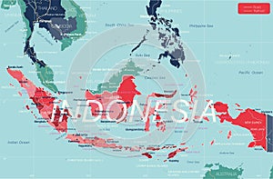 Indonesia country detailed editable map