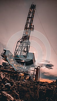Indonesia Drilling Rig at Sunset