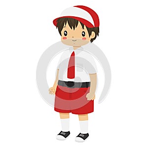Indonesia Elementary School Student Boy Character Vector