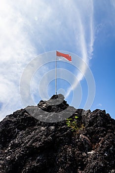 Indonesia Flag at Batu Angus Hills Kulaba Ternate