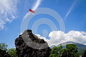 Indonesia Flag at Batu Angus Hills Kulaba Ternate