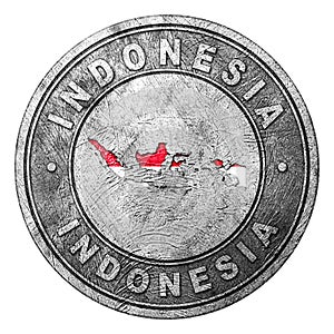 Indonesia Flag Button with Map