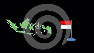 Indonesia Flag and Map Shape Animation