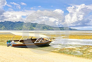 Indonesia. Gili Air Island. boat on the beach at low tide