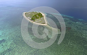 Aerial Tropical Private island clear blue water photo