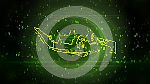 Indonesia Map on Digital Background