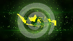 Indonesia Map on Digital Background