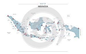 Indonesia map vector with red pin. photo