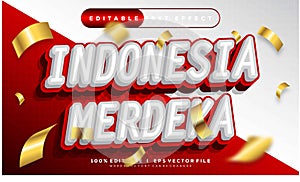 indonesia merdeka vector text effect with modern style design
