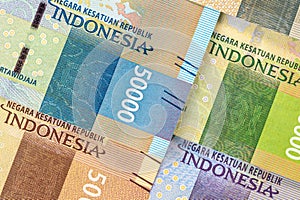 Indonesia Money, Financial Concept, Close up, flat lay