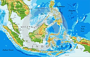 Indonesia physical map