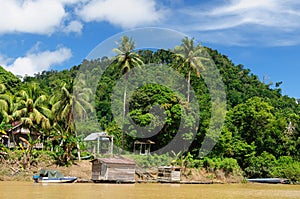 Indonesia - Stilt village on the river, Borneo