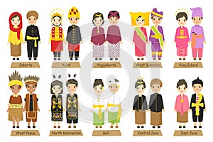 Indonesia Traditional Dress Vector Collection photo