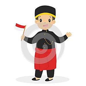 Indonesian Boy Wearing West Sulawesi Traditional Vector
