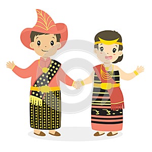 Indonesian Children, Couple Wearing Nusa Tenggara Timur photo