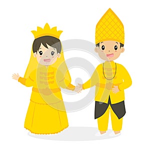 Indonesian Children Wearing Central Sulawesi Traditional Vector photo