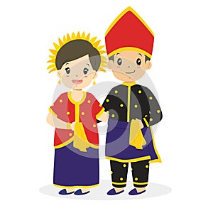 Indonesian Children Wearing West Nusa Tenggara Traditional Vector photo