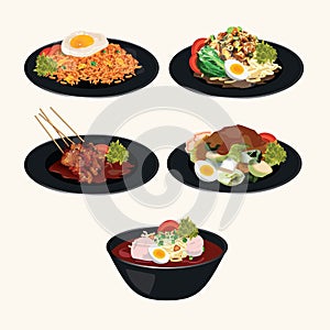 Indonesian Cuisine. Masakan Indonesia.Indonesian Foods VECTOR photo