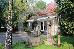 Indonesian cultural heritage buildings and statues