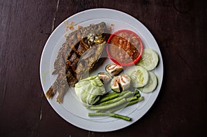 Indonesian dish ikan goreng fried fish