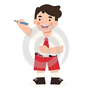 Indonesian elementary school uniform boy cartoon illustration