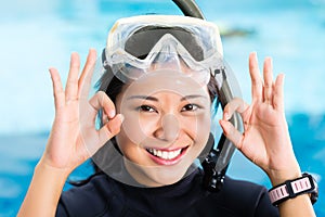Young indonesian diver says ok photo