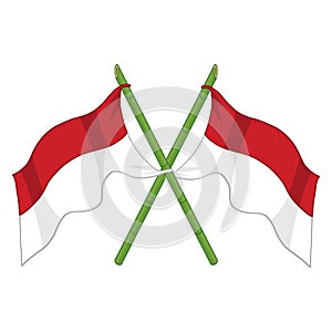 Indonesian Flag Cross Drawing Independence Day Illustration Vector