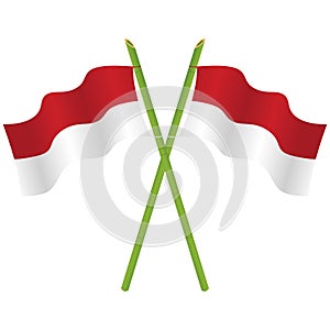 Indonesian Flag Cross Independence Day Illustration Flat Design